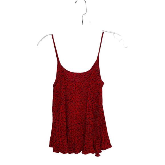 H&M Womens Size 0 Red Animal Print Sleeveless Scoop Neckline Camisole - Picture 2 of 16